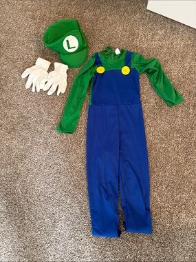 Kids Luigi Costume with Hat and Gloves